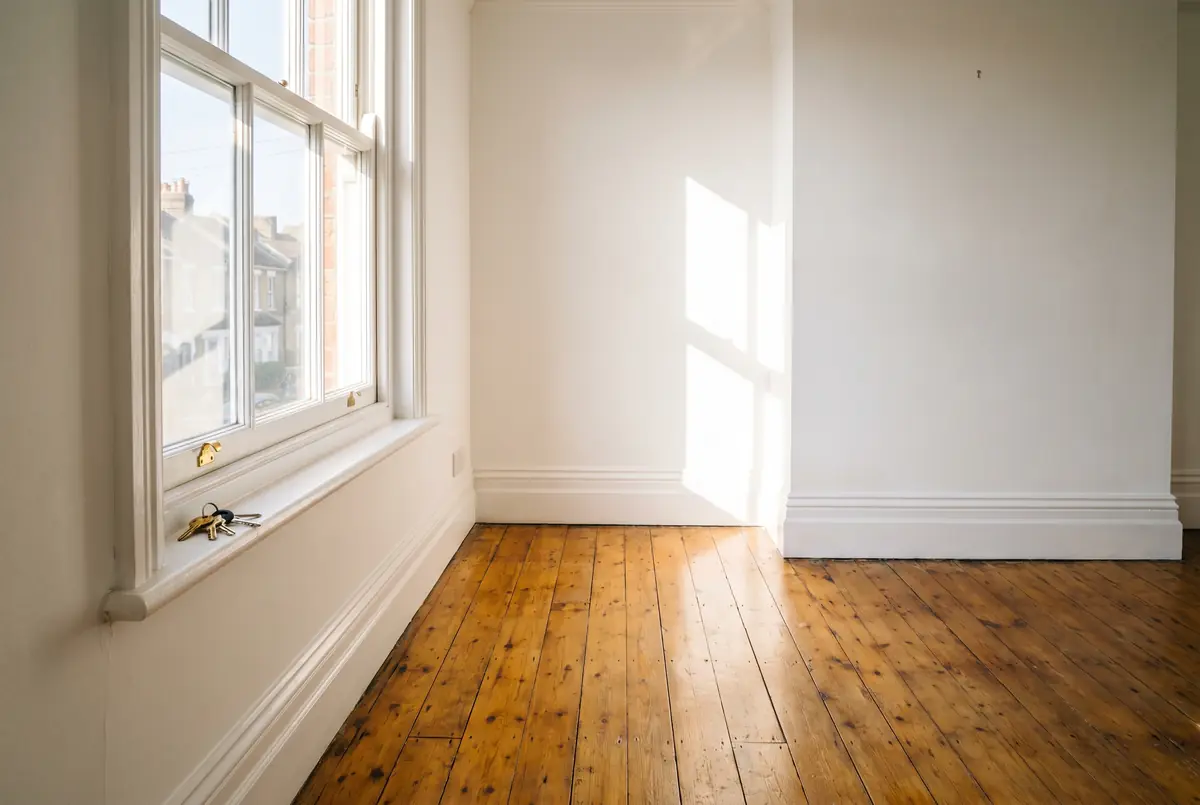 Bright, empty room ready for handover